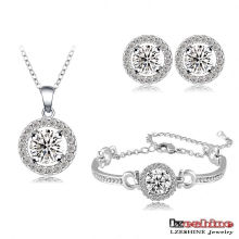 White Gold Plated Zircon Inlay Wedding Jewelry Sets (CST0001-B)